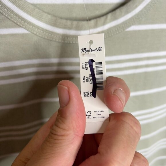 Madewell Womens Cotton Crewneck Tee Striped Dusty Caledon Size S NT716 - Picture 4 of 6